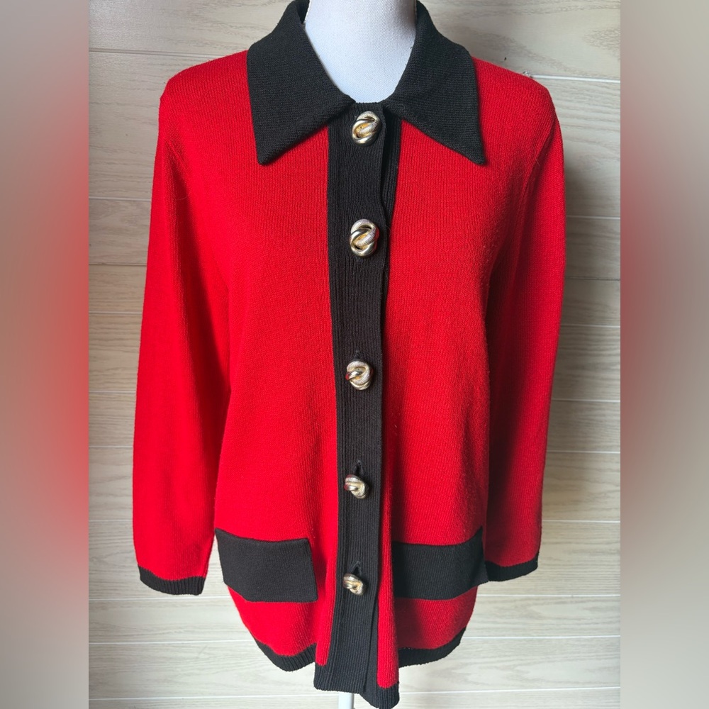 Aura Red and Black Knit Sweater